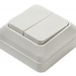 Выключатель 2 кл о/у 10А белый  BOLLETO 7023